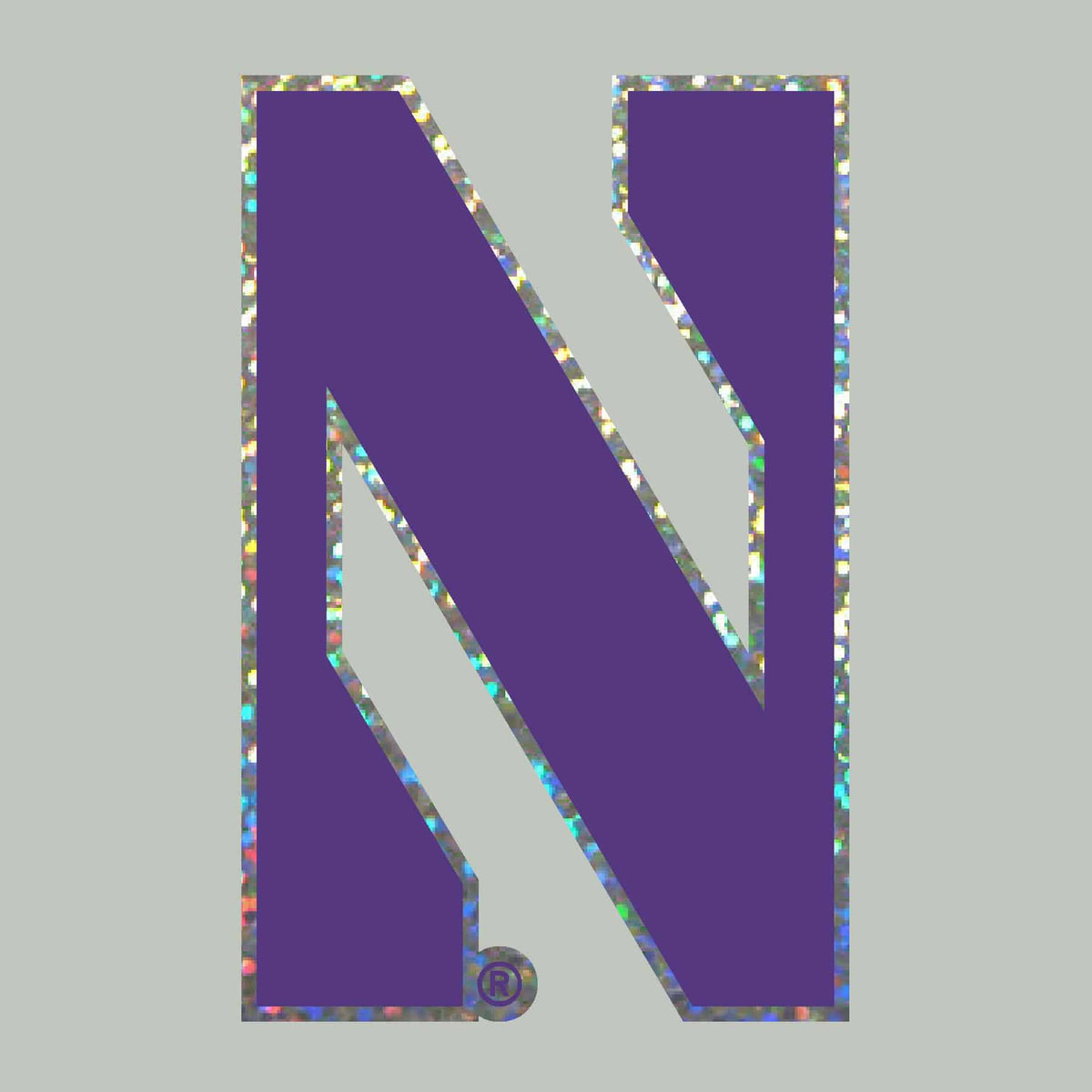 Northwestern University Wildcats Two Color Holographic Stylized N Design Outside Application Decal-2