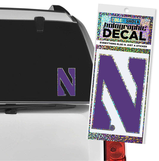 Northwestern University Wildcats Two Color Holographic Stylized N Design Outside Application Decal-3