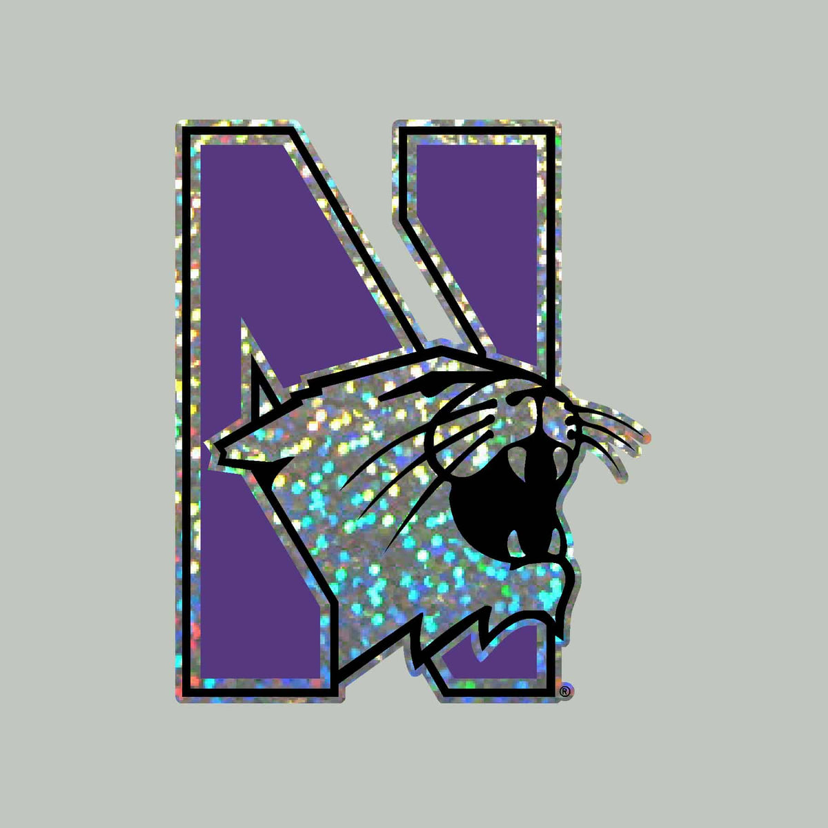 Northwestern University Wildcats Holographic N-cat Design Outside Application Decal-3