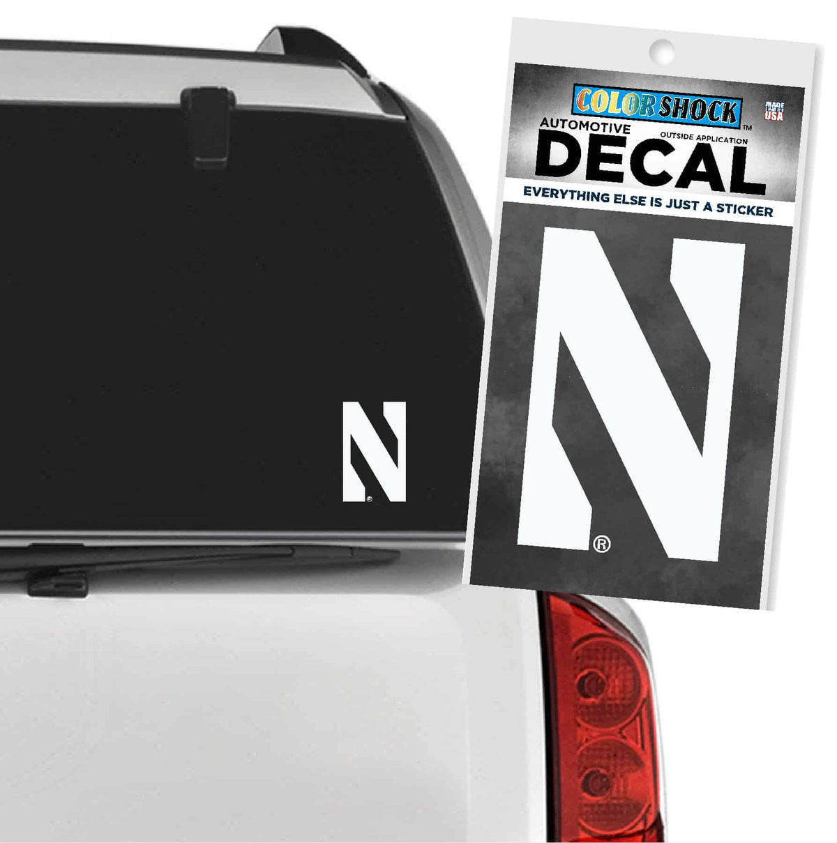 Northwestern University Wildcats One Color Stylized N Design Outside Application Decal-3