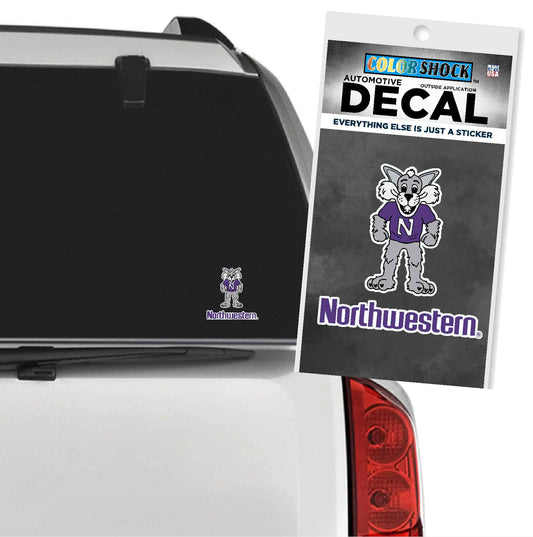 Northwestern University Wildcats Full Color Outside Application Decal with Willie the Wildcat Over Northwestern Design 3.5" High -2