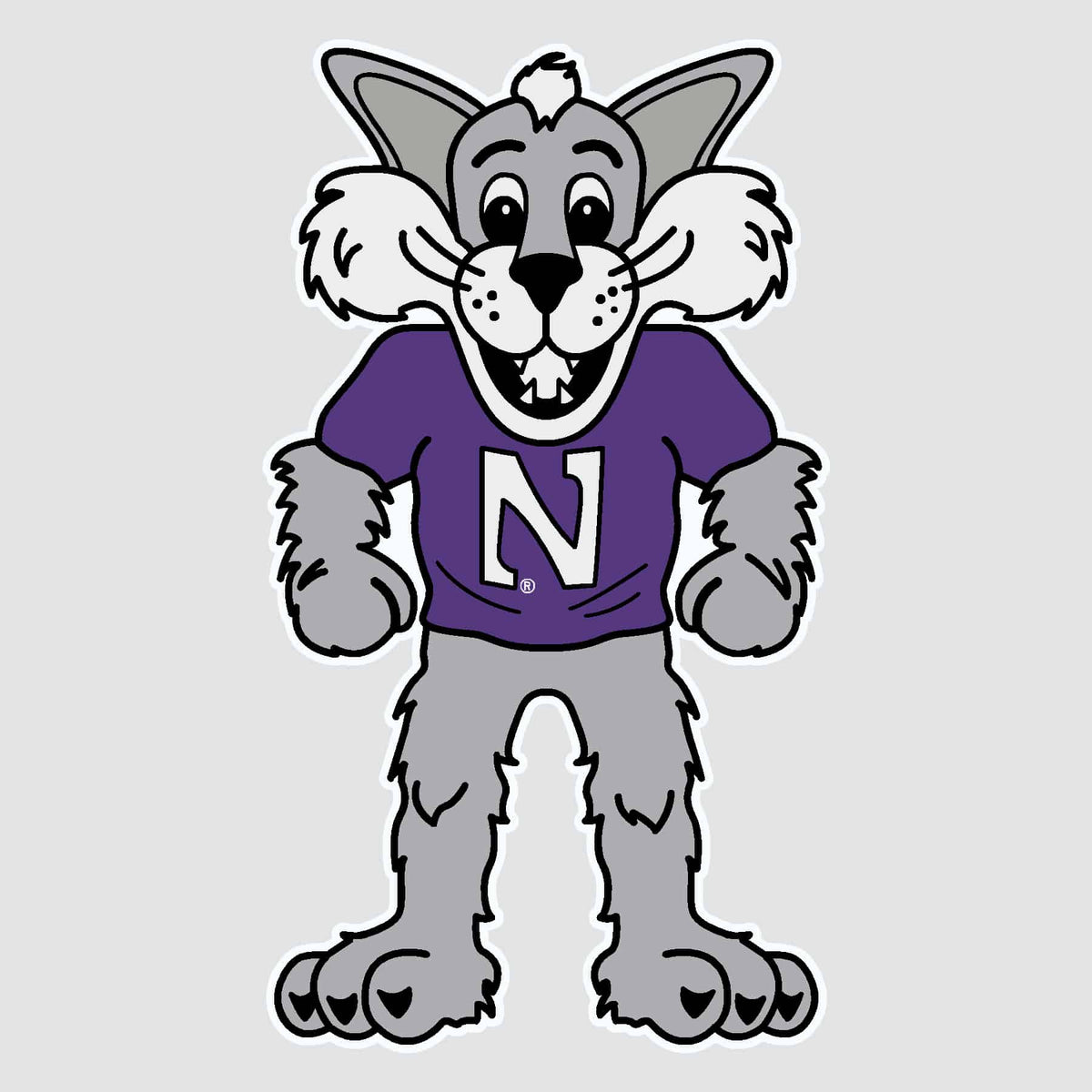 Northwestern University Wildcats Full Color Outside Application Decal with Willie the Wildcat Design 6" High