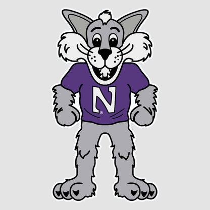 Northwestern University Wildcats Full Color Outside Application Decal with Willie the Wildcat Design 6" High