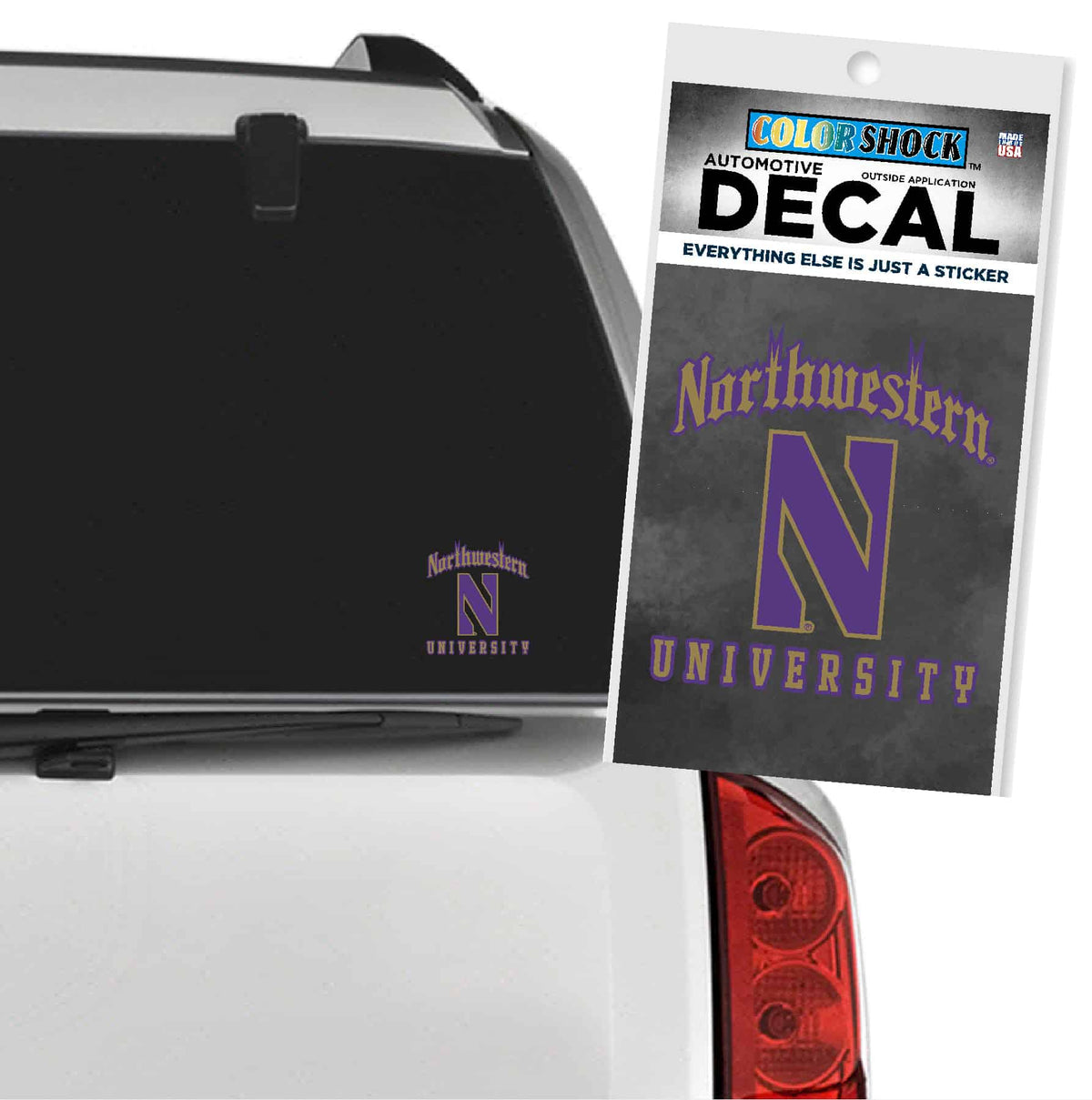 Northwestern University Wildcats Outside Application Decal with Gothic Northwestern University Design with Stylized N-3