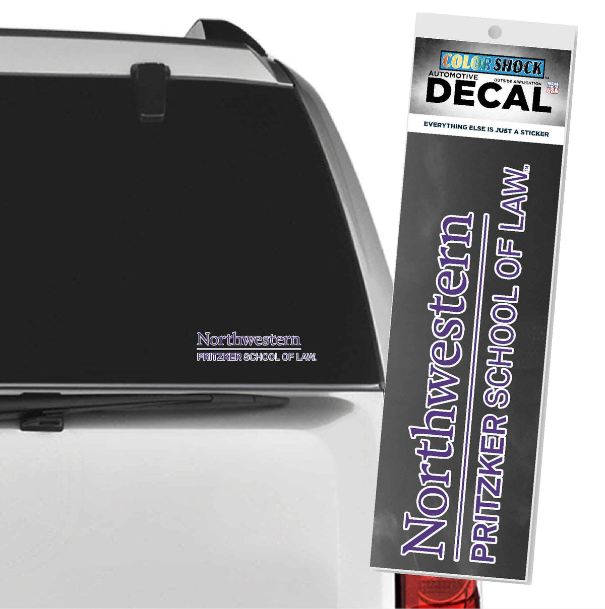 Northwestern University Wildcats Outside Application Decal with Pritzker School of Law Stacked Design