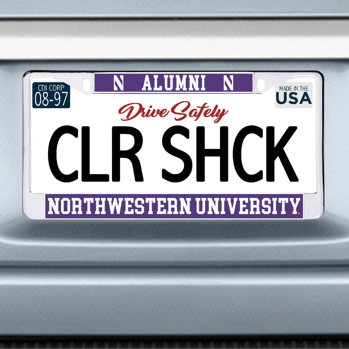 Northwestern University Wildcats Chrome License Plate Frame with Purple Laser Cut N Alumni N/Northwestern University Inserts