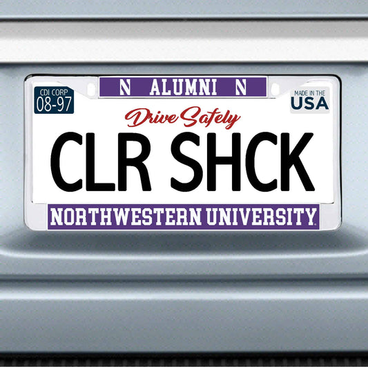 Northwestern University Wildcats Chrome License Plate Frame with Purple Laser Cut N Alumni N/Northwestern University Inserts