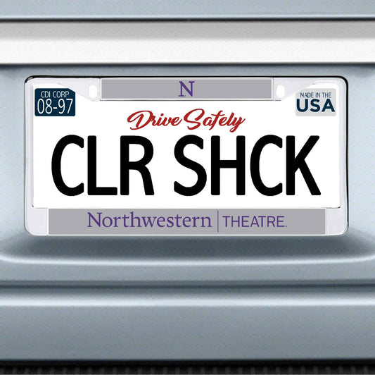 Northwestern University Wildcats Chrome License Plate Frame with Grey Laser Cut Northwestern/Theatre Insert