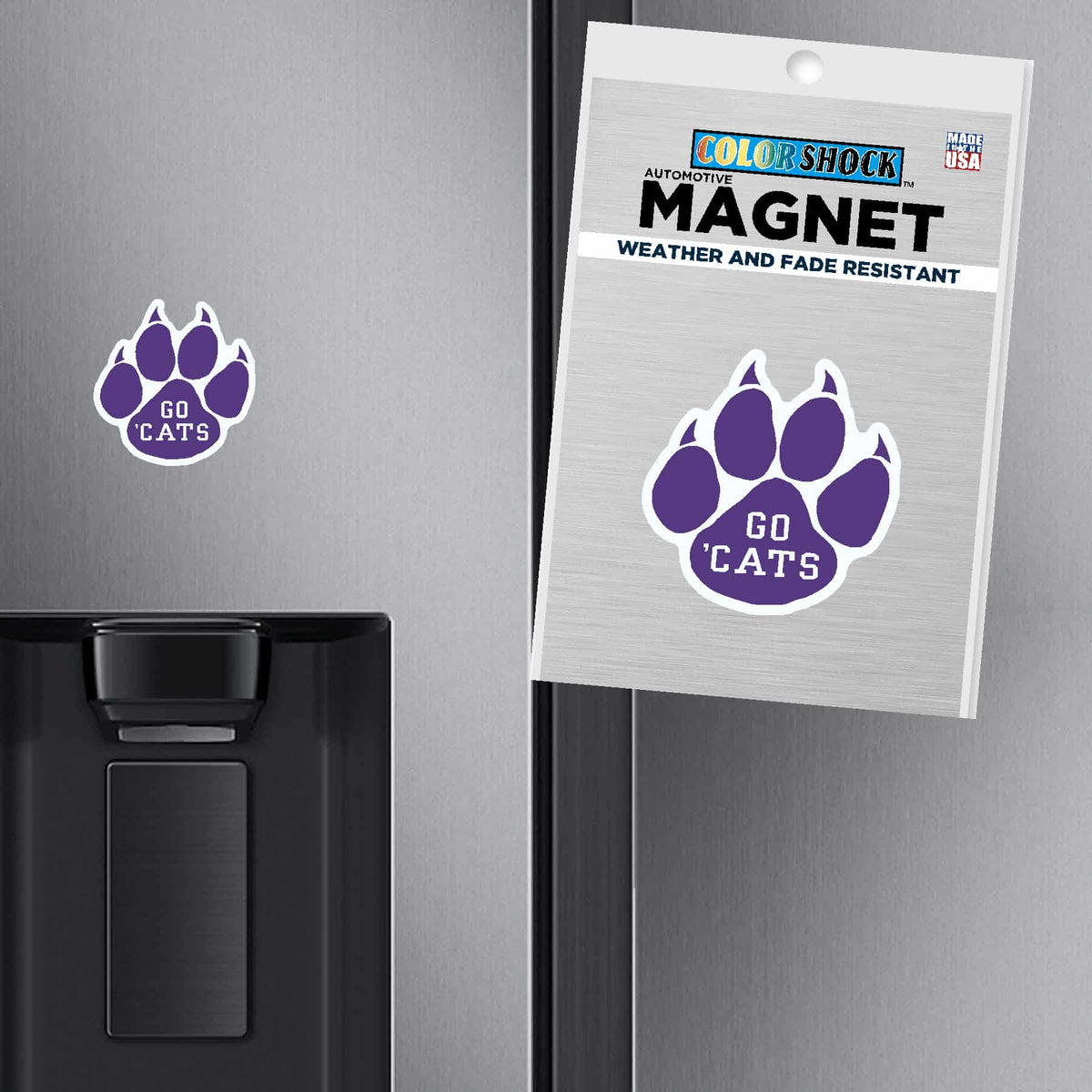 Northwestern University Wildcats Small Paw Design Go 'Cats Magnet 2.5"-3
