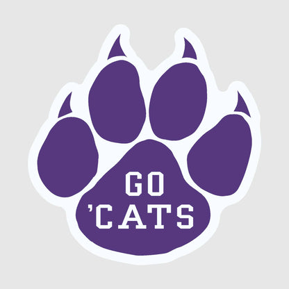 Northwestern University Wildcats Small Paw Design Go 'Cats Magnet 2.5"-2