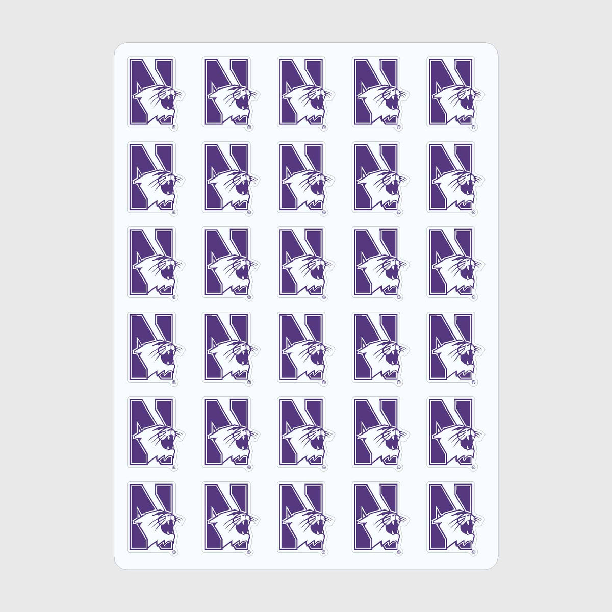 Northwestern University Wildcats Sticker Sheet 1.25" N-cat Design Set of 20