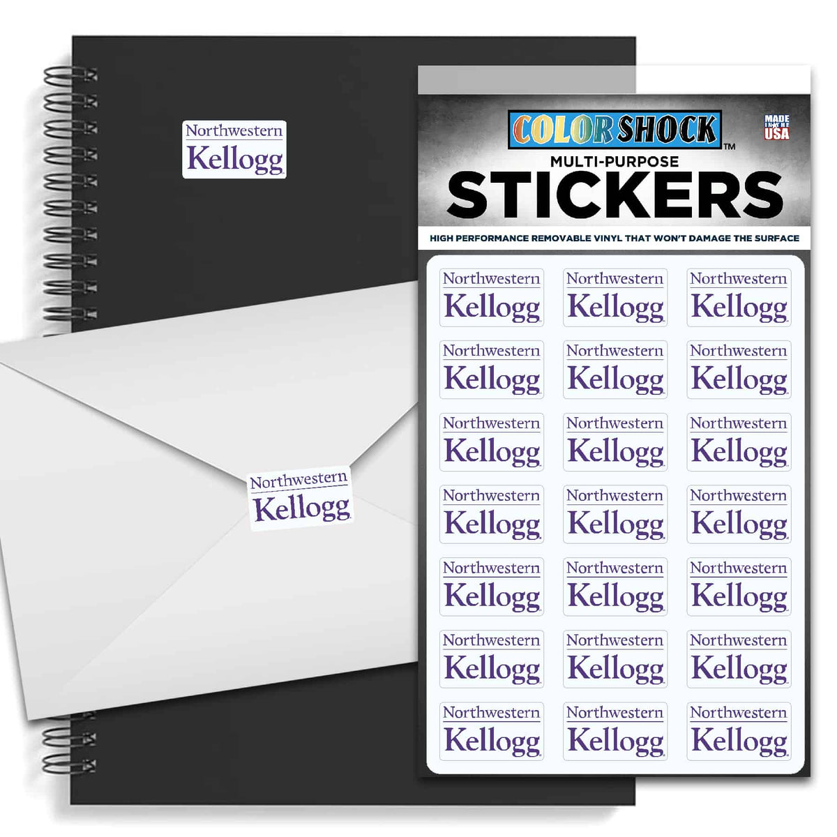 Northwestern University Wildcats Sticker Sheet 0.75" Kellogg Design Set of 21-2