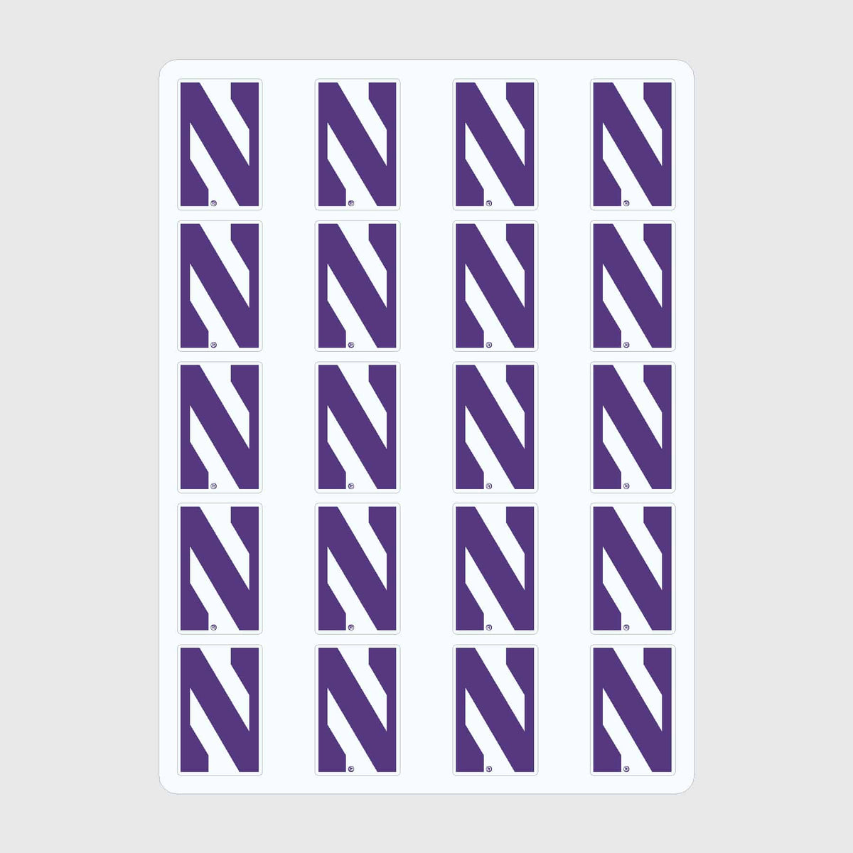 Northwestern University Wildcats Sticker Sheet 1.25" Stylized N Design Set of 20