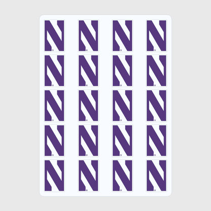 Northwestern University Wildcats Sticker Sheet 1.25" Stylized N Design Set of 20