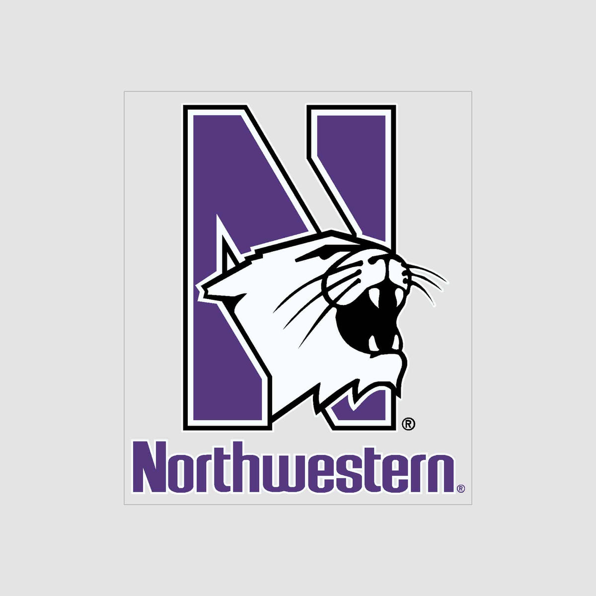 Northwestern University Wildcats Static Cling Inside Application Decal with N-Cat over Northwestern Design