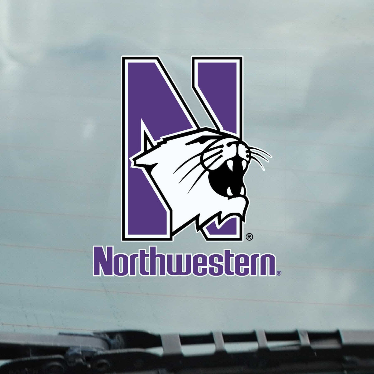 Northwestern University Wildcats Static Cling Inside Application Decal with N-Cat over Northwestern Design -2