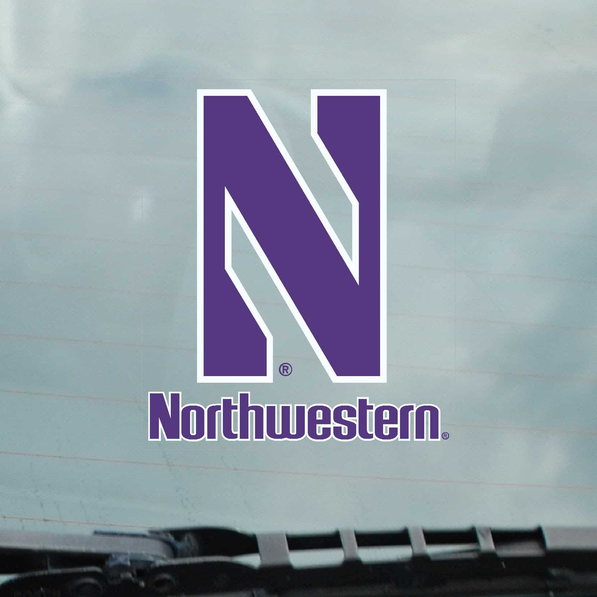 Northwestern University Wildcats Static Cling Inside Application Decal with Stylized N over Northwestern Design-2