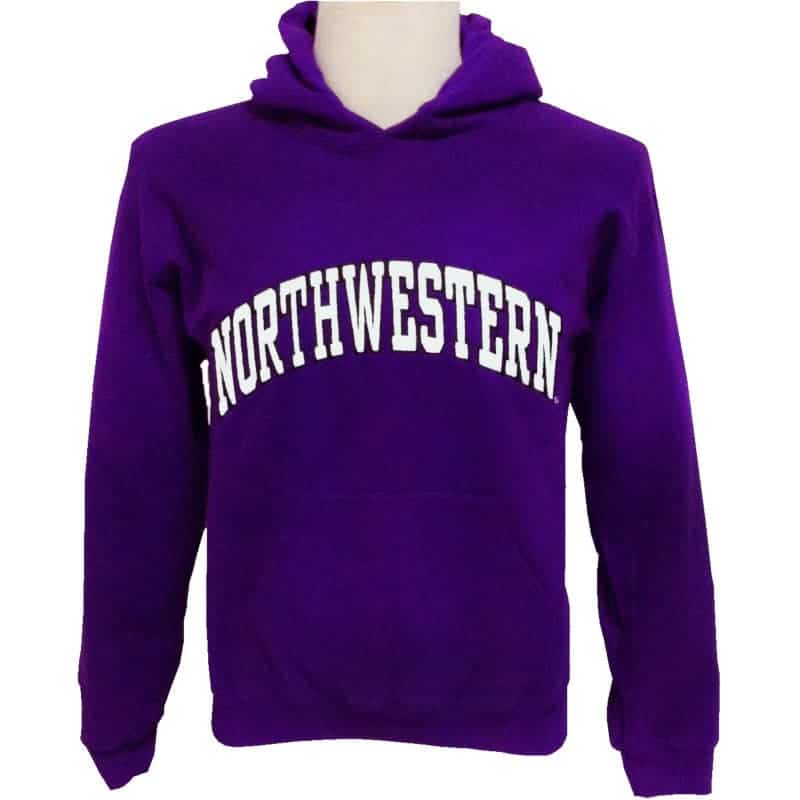 Northwestern Wildcats Purple Hooded Sweatshirt with Full Chest Embroidered Northwestern Design