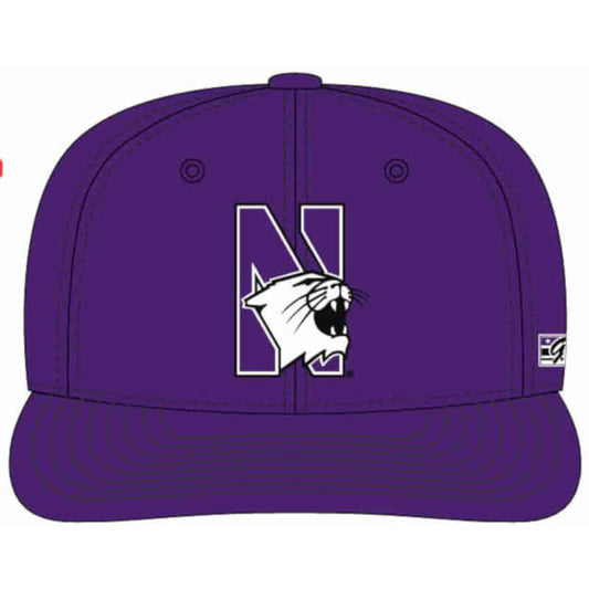 Northwestern Wildcats Purple Fitted Hat with Stylized N-Cat Design