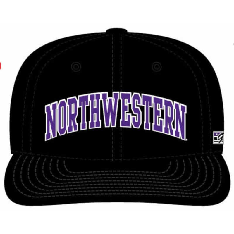 Northwestern Wildcats Black Fitted Hat with Arched Northwestern Design