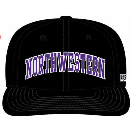 Northwestern Wildcats Black Fitted Hat with Arched Northwestern Design