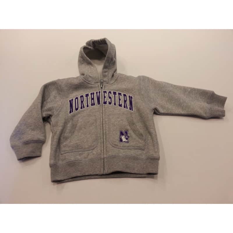 Northwestern Wildcats Grey Infant Zip-Hood Sweatshirt