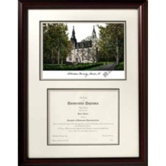 Northwestern University Graduate Framed Lithograph with Diploma Openning- Musuem Quality