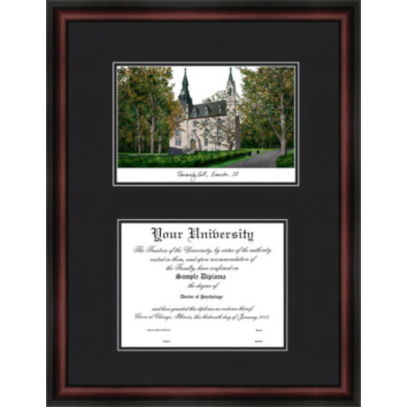 Northwestern University Diplomate Framed Lithograph with Diploma Openning