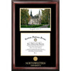 Northwestern University Gold Embossed Frame, University Hall Lithograph and Diploma opening