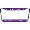 Northwestern Wildcats Chrome License Plate Frame with Purple Laser Cut EST 1851 Northwestern University Insert