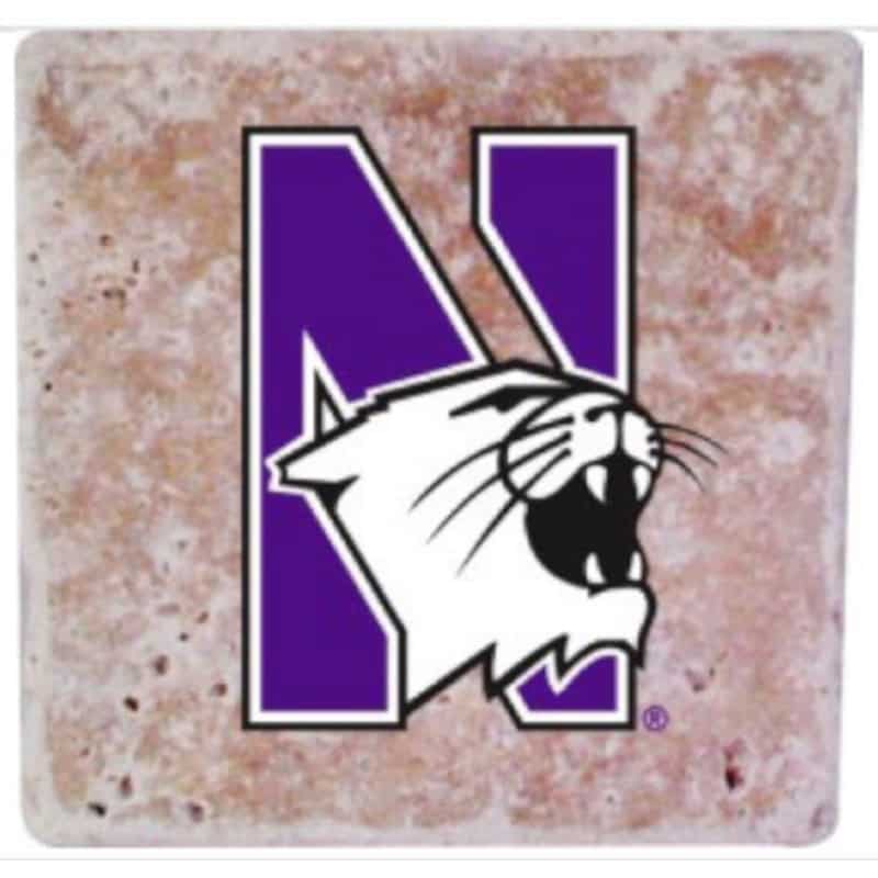 Northwestern Wildcats Stone Coasters with Multi Color N-Cat