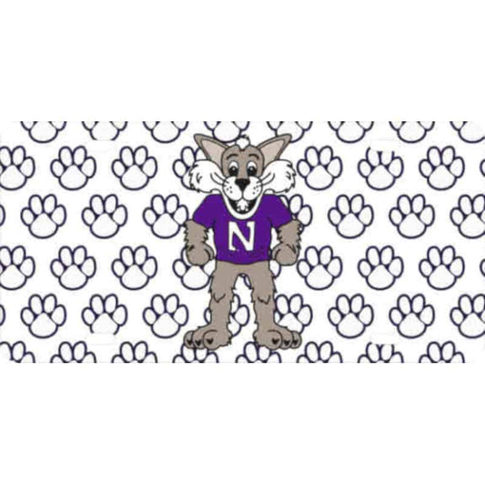 Northwestern Wildcats Thick   Mirrored Acrylic  Plate with Multicolor Willie The Wildcat Design