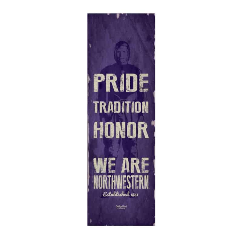 Northwestern Wildcats Small Vintage School Banner with "Pride Tradition Honor We Are Northwestern" Design