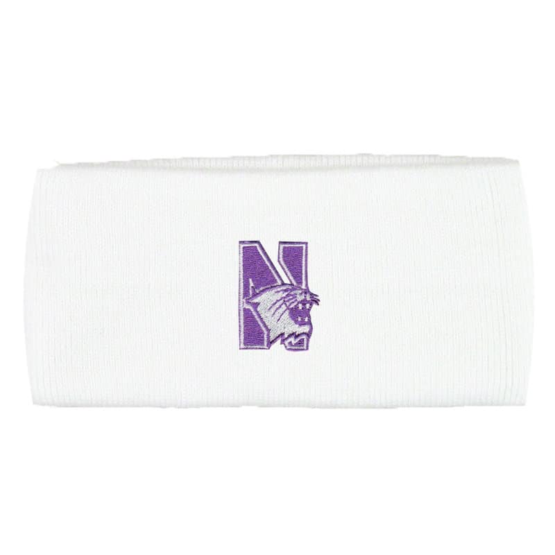 Northwestern Wildcats White Knit Headband with N-Cat Design