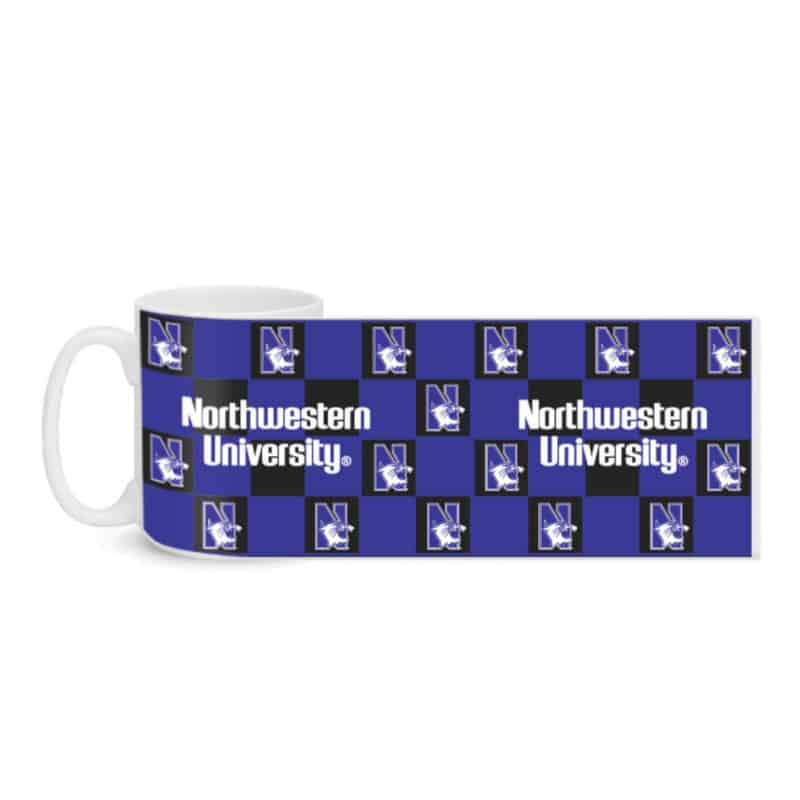 Northwestern Wildcats 11 OZ Colormax Ceramic Coffee Mug with Full Color Checkerboard Design