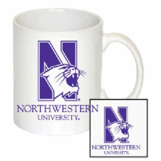 Northwestern Wildcats 11 oz. White Ceramic Coffee Mug  with Mascot Design