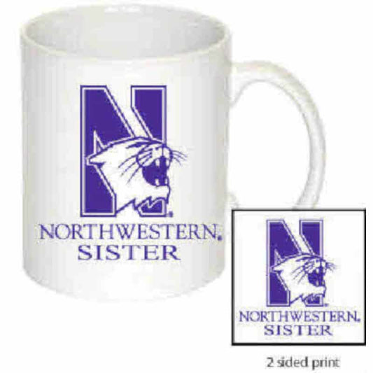 Northwestern University Wildcats 11 oz. White Ceramic Coffee Mug with Sister Design