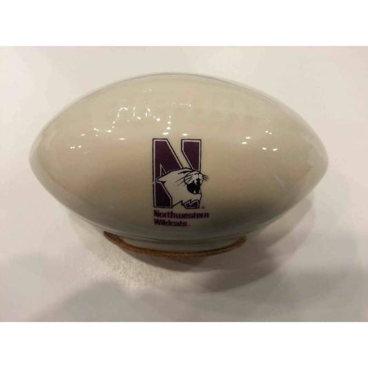 Northwestern Wildcats Small Football Shape Piggy Bank with N-Cat Design