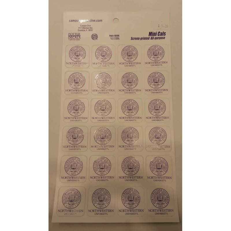 Northwestern University Wildcats Sticker Sheet of 24 Seal Design 1.5" Square Decals