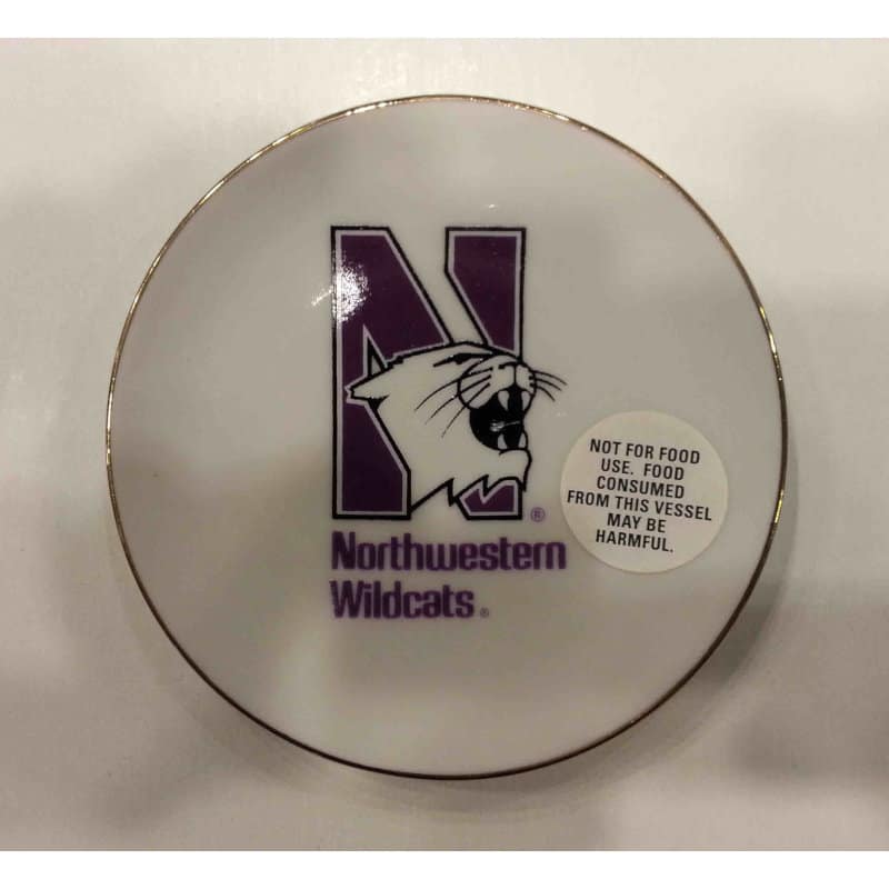 Northwestern Wildcats Ceramic Plate with N-Cat Design 4"