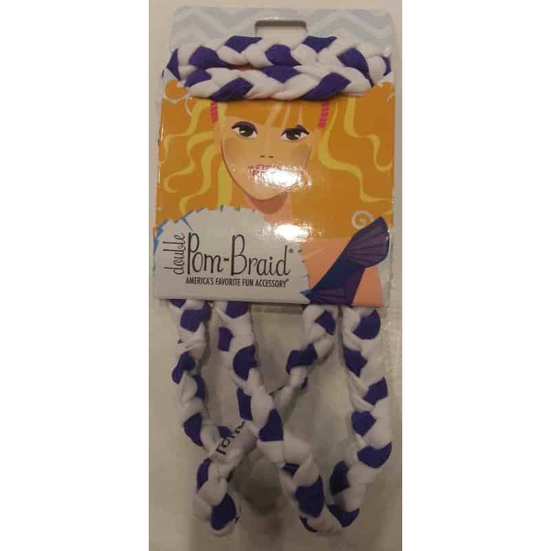 Purple/White Double Pom Braid Headband By Pomchies