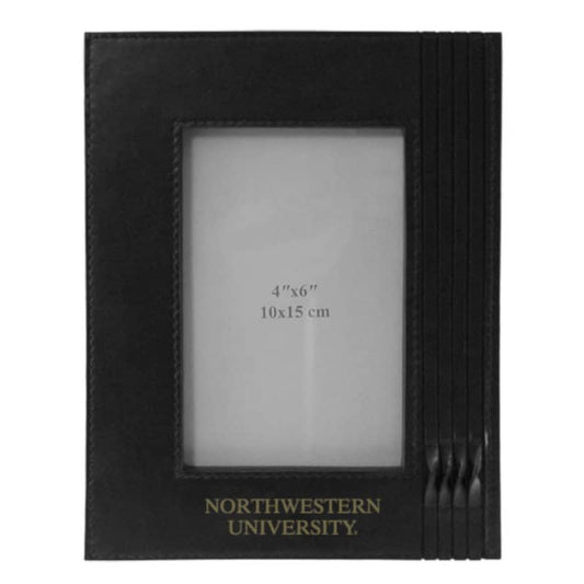 Northwestern Wildcats Black Leather 4X6 Photo Frames with Northwestern University Design