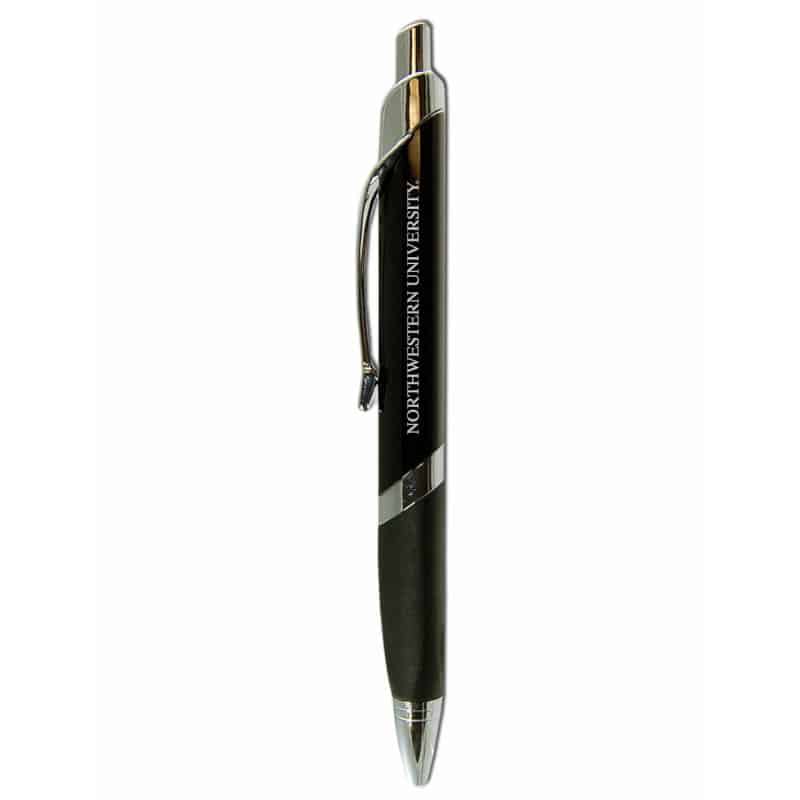 Northwestern Wildcats Laser Engraved Black & Silver Triangle Grip Collegiate Pen with Northwestern University Design