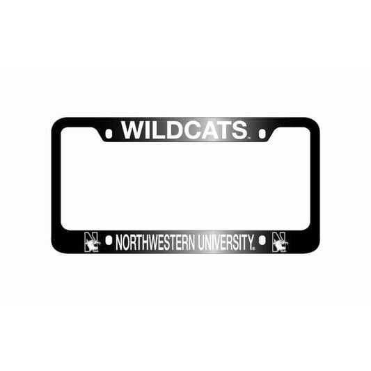 Northwestern Wildcats Laser Engraved Thick Black License Plate Frame with Wildcats Northwestern University Design