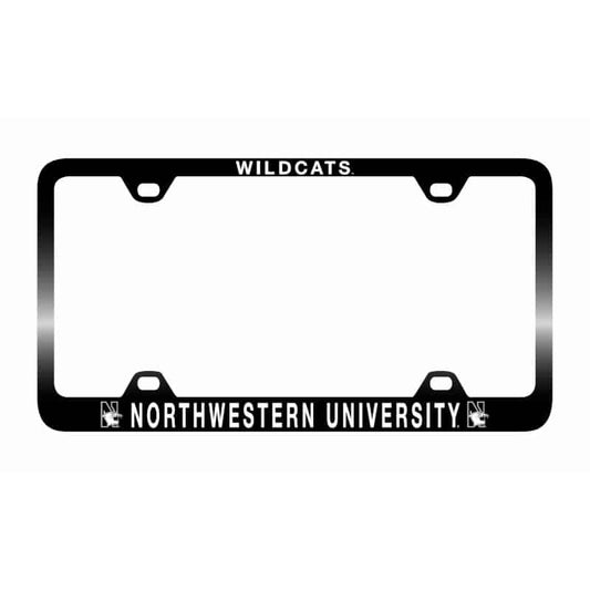 Northwestern Wildcats Laser Engraved Thin Black License Plate Frame with Wildcats Northwestern University Design