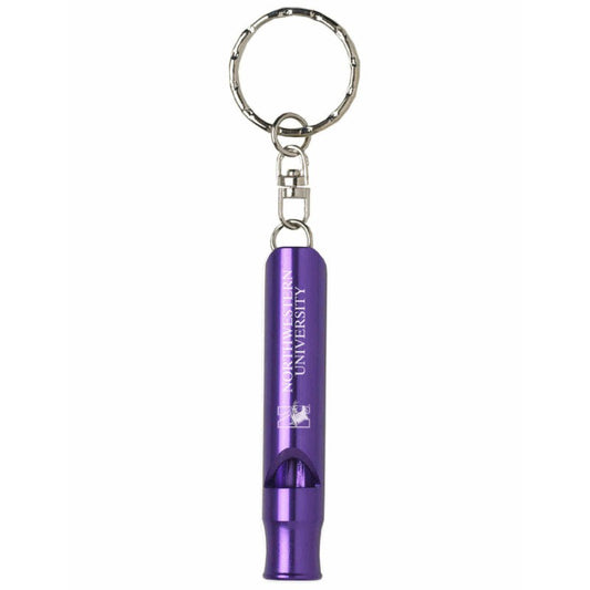 Northwestern Wildcats Purple Laser Engraved Whistle Keychain with Mascot Design