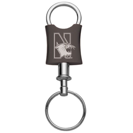 Northwestern Wildcats Laser Engraved Black Trillium Valet Key Chain with Mascot Design
