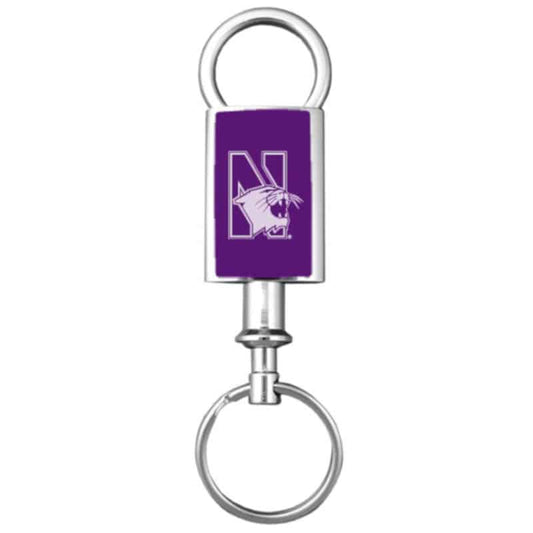 Northwestern Wildcats Laser Engraved Purple Valet Key Chain with Mascot Design