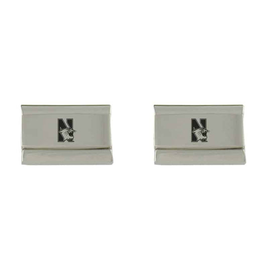 Northwestern Wildcats Laser Engraved Silver Cufflink Set with Mascot Design