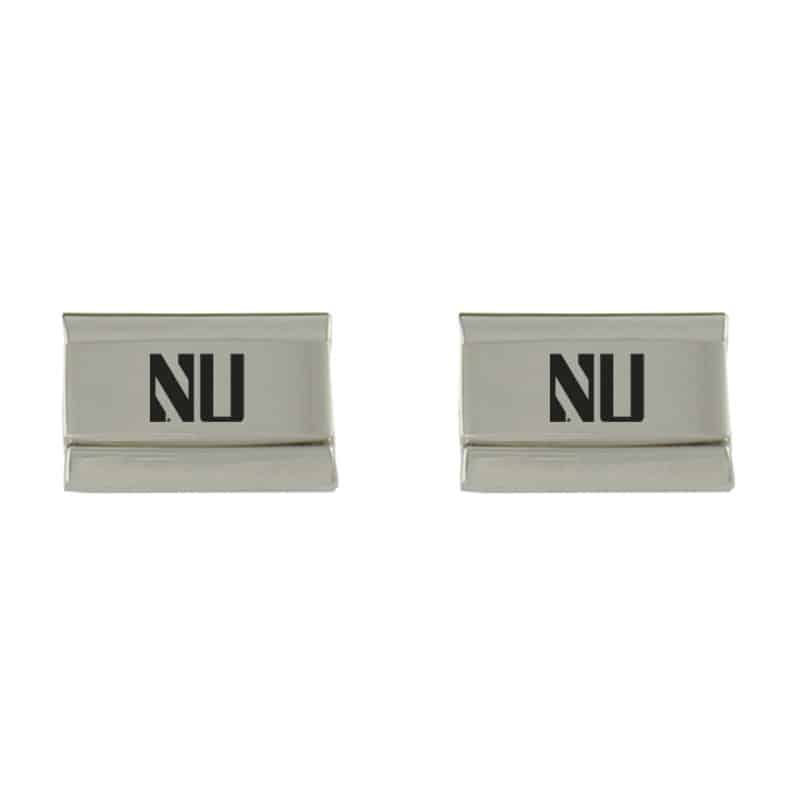 Northwestern Wildcats Laser Engraved Silver Cufflink Set with Stylized NU Design